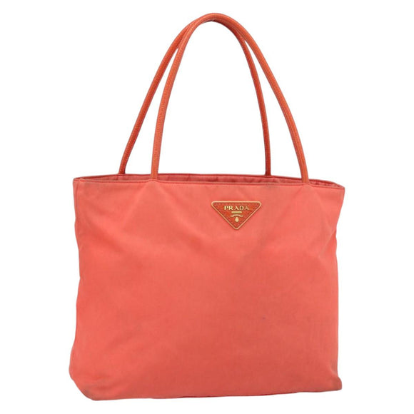 PRADA Tote Bag Nylon Orange Gold Auth 181129