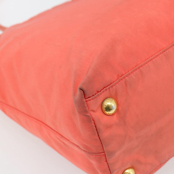 PRADA Tote Bag Nylon Orange Gold Auth 181129