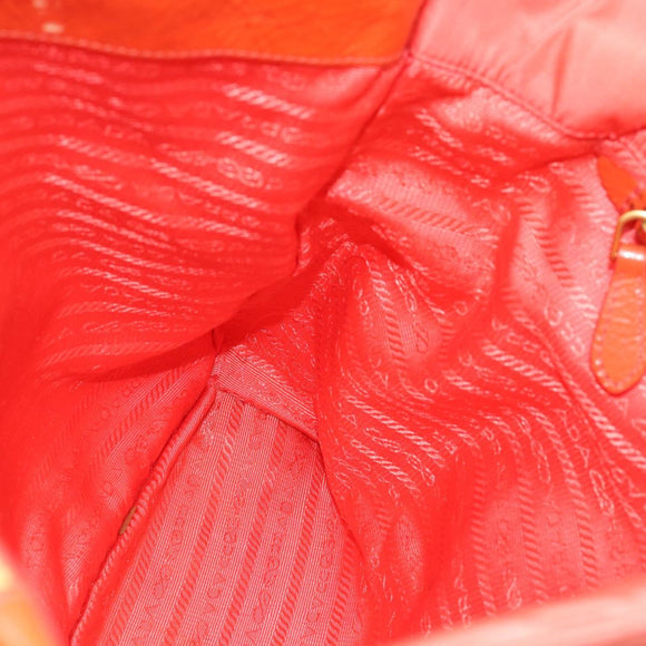PRADA Tote Bag Nylon Orange Gold Auth 181129