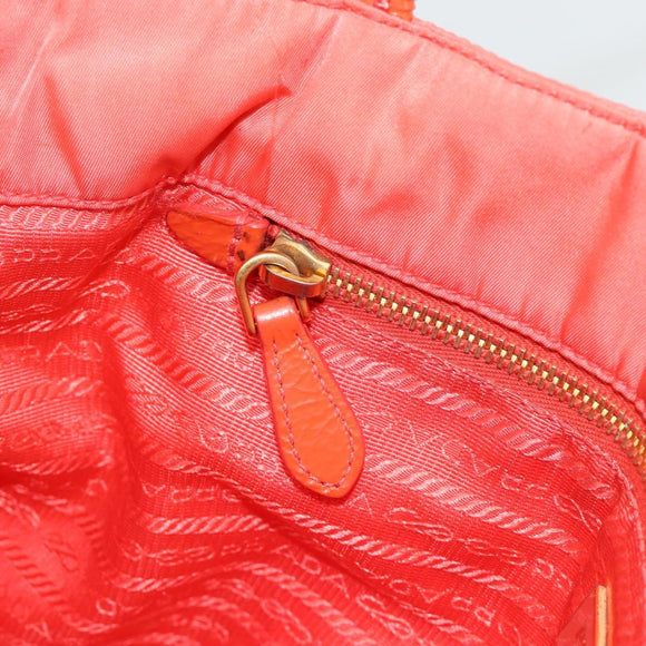 PRADA Tote Bag Nylon Orange Gold Auth 181129