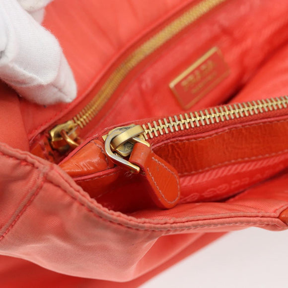 PRADA Tote Bag Nylon Orange Gold Auth 181129