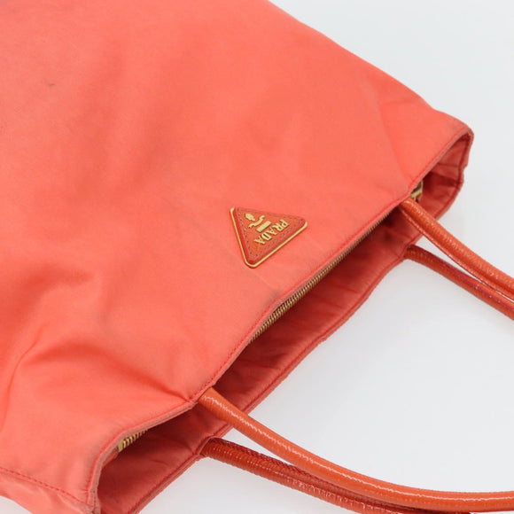 PRADA Tote Bag Nylon Orange Gold Auth 181129