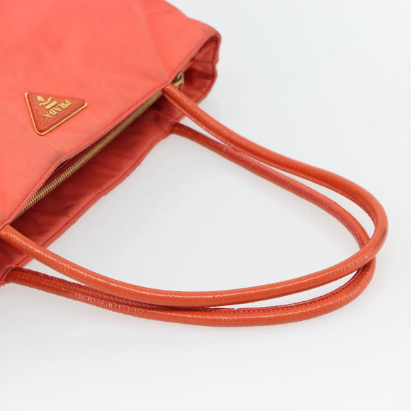 PRADA Tote Bag Nylon Orange Gold Auth 181129