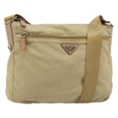 PRADA Schoudertas Nylon Beige Zilver Auth 181130-1