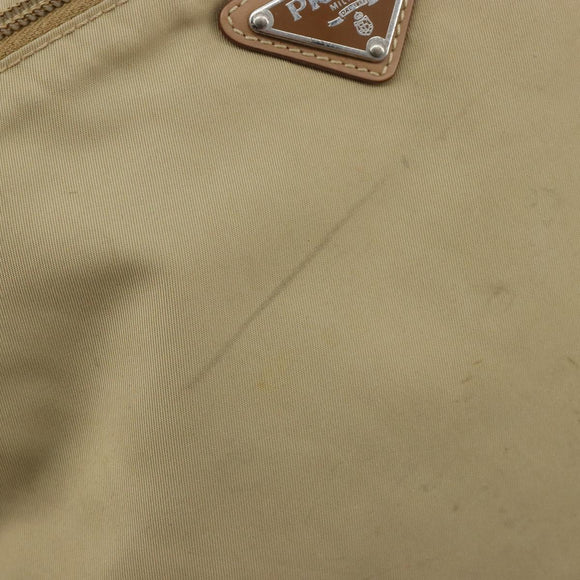PRADA Schoudertas Nylon Beige Zilver Auth 181130