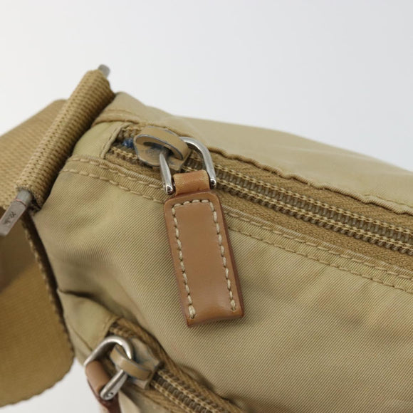 PRADA Schoudertas Nylon Beige Zilver Auth 181130