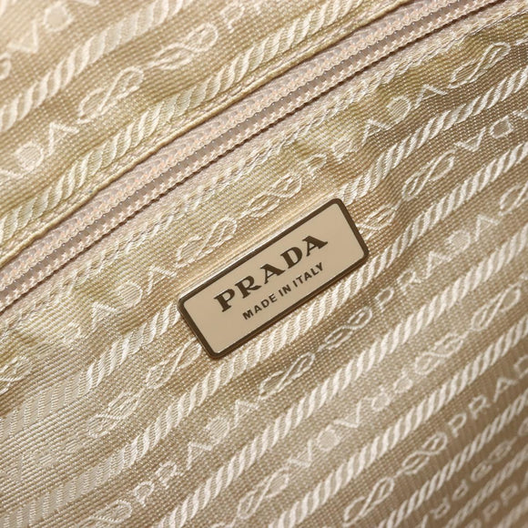 PRADA Schoudertas Nylon Beige Zilver Auth 181130