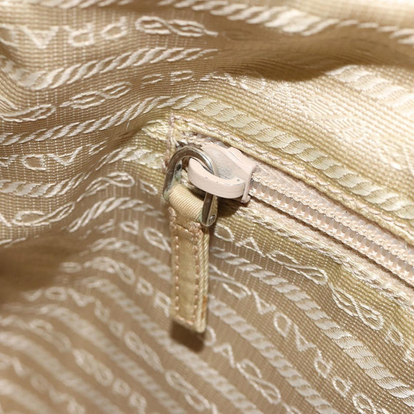 PRADA Schoudertas Nylon Beige Zilver Auth 181130