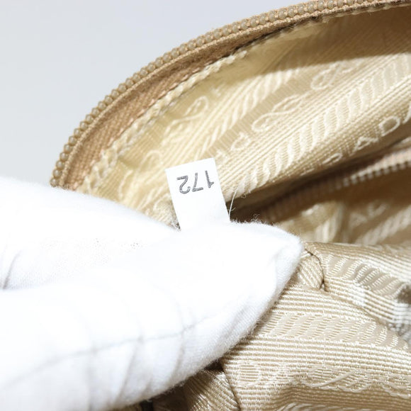 PRADA Schoudertas Nylon Beige Zilver Auth 181130