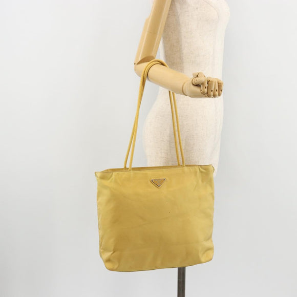 PRADA Tote Bag Nylon Yellow Auth 181131