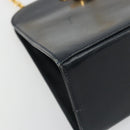 Salvatore Ferragamo Gancini Chain Schultertasche Leder Navy Gold Auth 181133-14