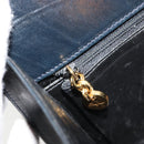 Salvatore Ferragamo Gancini Chain Schultertasche Leder Navy Gold Auth 181133-20