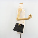 Salvatore Ferragamo Gancini Chain Schultertasche Leder Navy Gold Auth 181133-21