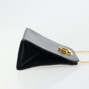 Salvatore Ferragamo Gancini Chain Schultertasche Leder Navy Gold Auth 181133-3