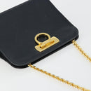 Salvatore Ferragamo Gancini Chain Schultertasche Leder Navy Gold Auth 181133-6
