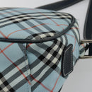 BURBERRY Nova Check Blue Label Schultertasche Nylon Hellblau Silber Auth 181134-15