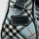 BURBERRY Nova Check Blue Label Schultertasche Nylon Hellblau Silber Auth 181134-11