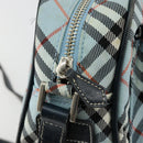 BURBERRY Nova Check Blue Label Schultertasche Nylon Hellblau Silber Auth 181134-10