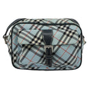 BURBERRY Nova Check Blue Label Schultertasche Nylon Hellblau Silber Auth 181134-13