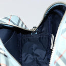 BURBERRY Nova Check Blue Label Schultertasche Nylon Hellblau Silber Auth 181134-20