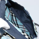 BURBERRY Nova Check Blue Label Schultertasche Nylon Hellblau Silber Auth 181134-23