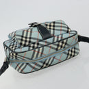 BURBERRY Nova Check Blue Label Schultertasche Nylon Hellblau Silber Auth 181134-6