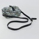 BURBERRY Nova Check Blue Label Schultertasche Nylon Hellblau Silber Auth 181134-7