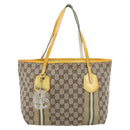 GUCCI GG Canvas Sherry Line Tote Bag Beige Gold 211971 Auth 181137-13