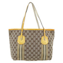 GUCCI GG Canvas Sherry Line Tote Bag Beige Gold 211971 Auth 181137-2