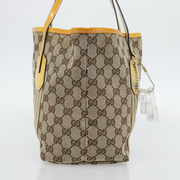 GUCCI GG Canvas Sherry Line Tote Bag Beige Gold 211971 Auth 181137