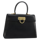 Salvatore Ferragamo Gancini Hand Bag Leather Black Gold Auth 181150-1