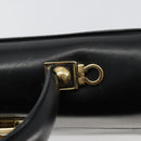 Salvatore Ferragamo Gancini Hand Bag Leather Black Gold Auth 181150-9