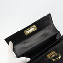 Salvatore Ferragamo Gancini Hand Bag Leather Black Gold Auth 181150-10