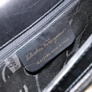 Salvatore Ferragamo Gancini Hand Bag Leather Black Gold Auth 181150-12
