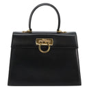 Salvatore Ferragamo Gancini Hand Bag Leather Black Gold Auth 181150-13
