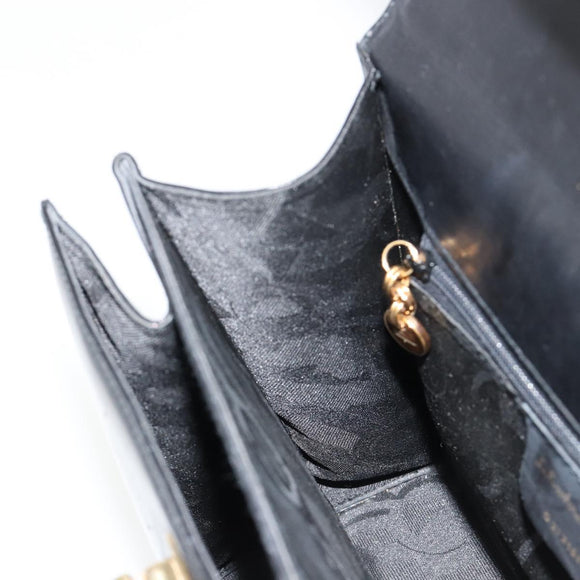 Salvatore Ferragamo Gancini Hand Bag Leather Black Gold Auth 181150