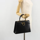 Salvatore Ferragamo Gancini Hand Bag Leather Black Gold Auth 181150-24