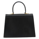 Salvatore Ferragamo Gancini Hand Bag Leather Black Gold Auth 181150-2