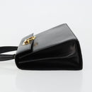 Salvatore Ferragamo Gancini Hand Bag Leather Black Gold Auth 181150-4