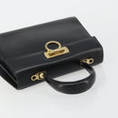 Salvatore Ferragamo Gancini Hand Bag Leather Black Gold Auth 181150-6