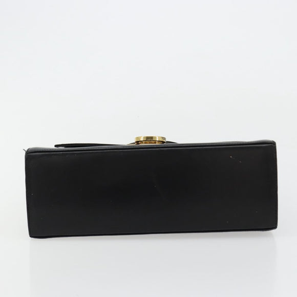 Salvatore Ferragamo Gancini Hand Bag Leather Black Gold Auth 181150