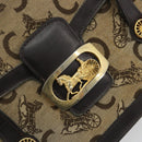 CELINE C Sulky Horse Carriage Hand Bag Canvas Beige Gold Auth 181151-15