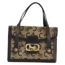 CELINE C Sulky Horse Carriage Hand Bag Canvas Beige Gold Auth 181151-2