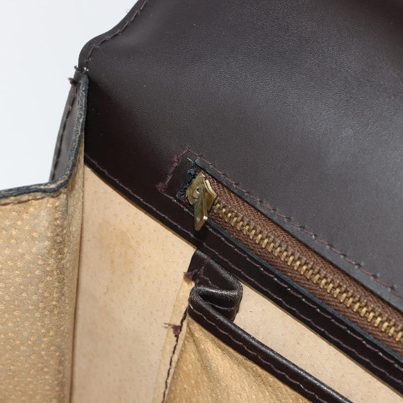 CELINE C Sulky Horse Carriage Hand Bag Canvas Beige Gold Auth 181151