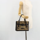 CELINE C Sulky Horse Carriage Hand Bag Canvas Beige Gold Auth 181151-25