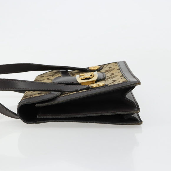 CELINE C Sulky Horse Carriage Hand Bag Canvas Beige Gold Auth 181151