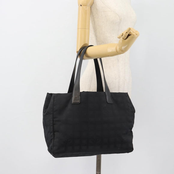 CHANEL New Travel line Tote Bag Nylon Black CC Auth 181153