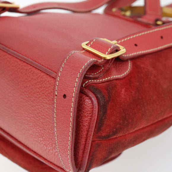 GUCCI Bamboo Backpack Suede Red Gold 003 2058 0030 Auth 181155