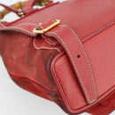 GUCCI Bamboo Backpack Suede Red Gold 003 2058 0030 Auth 181155-10