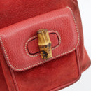 GUCCI Bamboo Backpack Suede Red Gold 003 2058 0030 Auth 181155-18